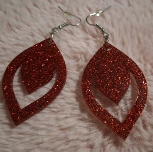 Glittering Red Earrings- Christmas Red Earrings